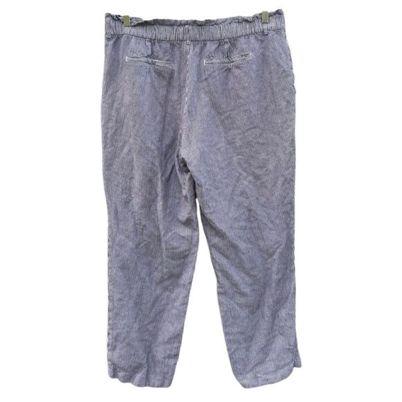 Old Navy Women's Cropped Linen Pants in White & Blue Stripes Size 16 Tall - Picture 2 of 5